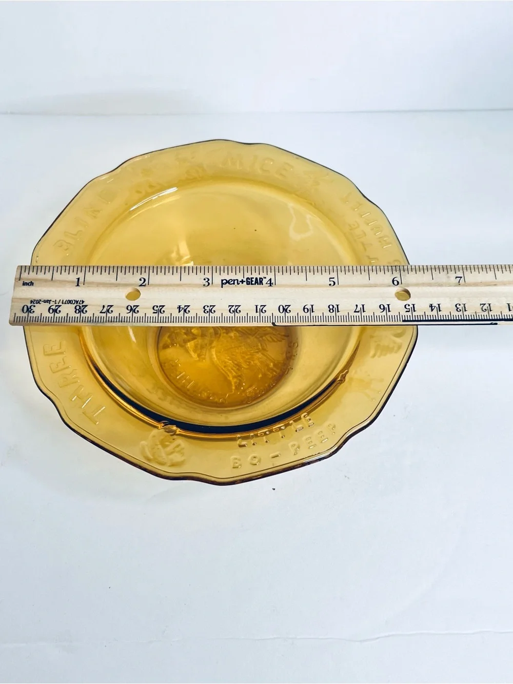 Vintage Tiara Indiana Glass Mother Goose Amber Childs Divided Plate Bowl Set